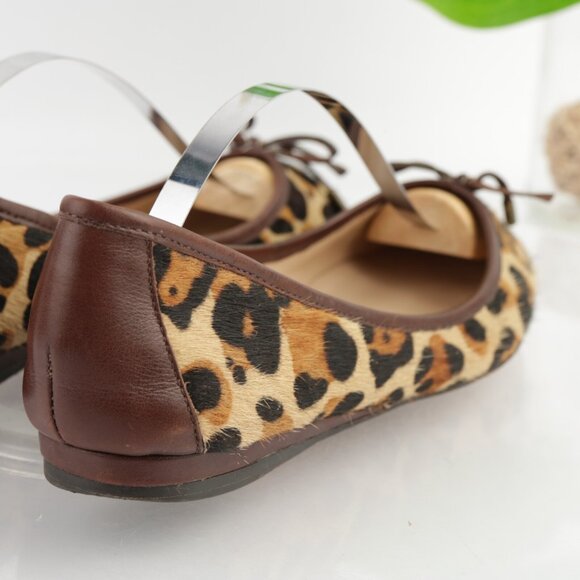 Jean-Michel Cazabat Womens Rikita Ballet Flats Size 38.5 8.5 Brown Leopard Fur - Picture 4 of 12